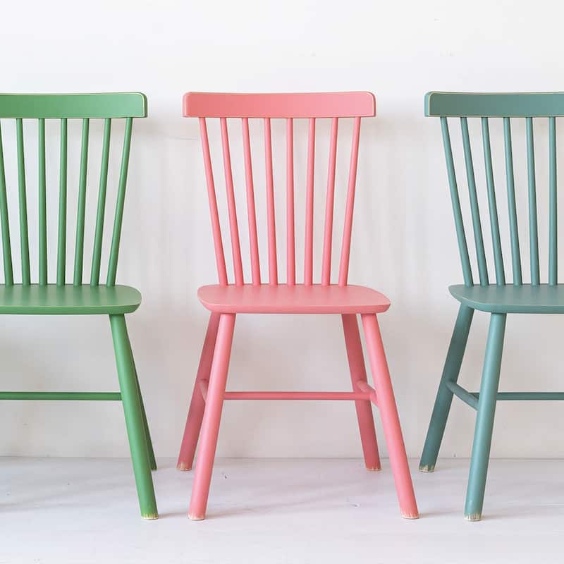 Rubberwood Dining Chairs with Slatted Back - 19.5"L x 19.5"W x 36.0"H