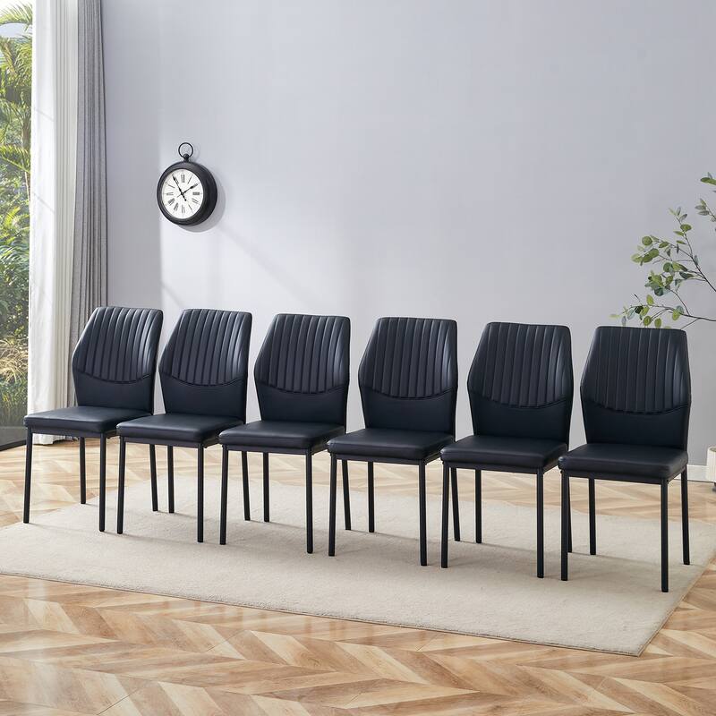 Set of 4 Vertical Stripe Design Dining Chair with Metal Leg Armless Chair Accent Chair Armless Chair for Dining Room