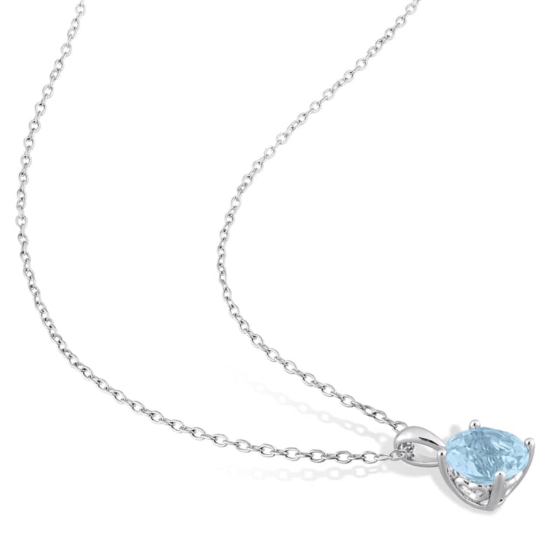 Miadora Gemstone Birthstone Earrings and Necklace Set Sterling Silver
