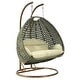 preview thumbnail 23 of 128, LeisureMod Modern 2-Person Egg Hanging Swing Chair with Beige Wicker, Oxford Fabric Cover, Patio Hammock Lounger and Cushions