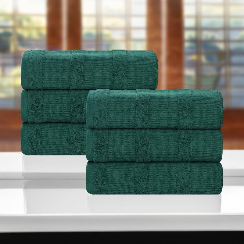 Superior Roma Cotton Ribbed Soft Highly Absorbent Hand Towel Set of 6