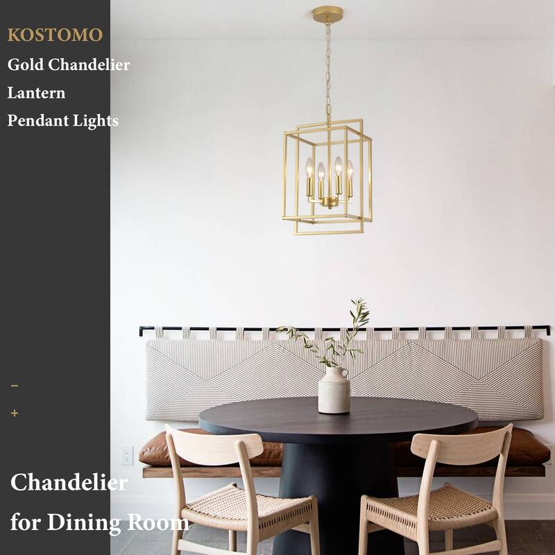 10.82inch Modern Cage 4-light Height Adjustable Metal frame chandelier for multiple spaces