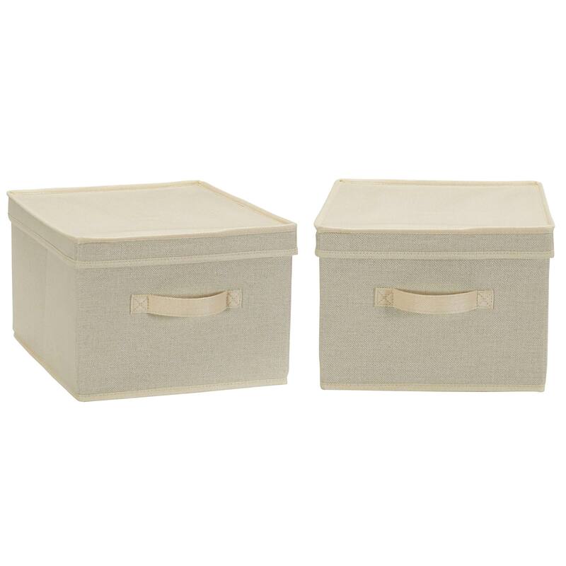 Household Essentials Canvas Storage Bins with Removable Lid, Set of 2