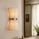 preview thumbnail 1 of 9, 2-Light Modern Boho Natural Ivory Hand-Woven Rope Fabric Flush Mount Wall Lighting Up&Down Wall Sconces