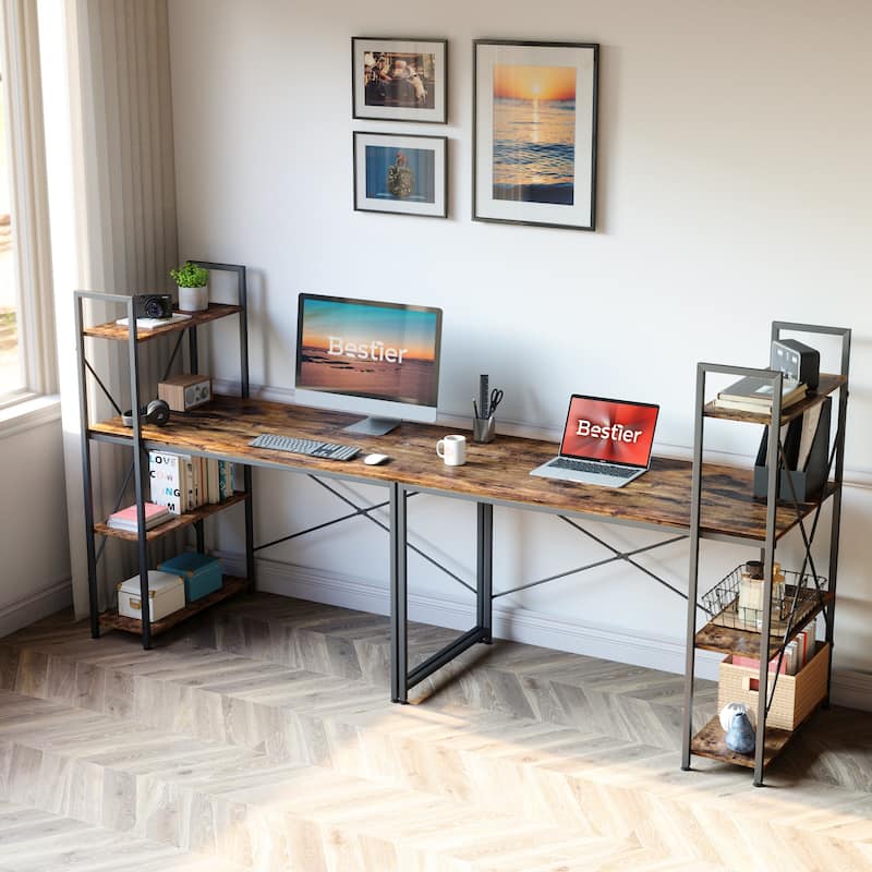 Computer Desk Home Office Computer Desk with 4 Shelves & Hooks