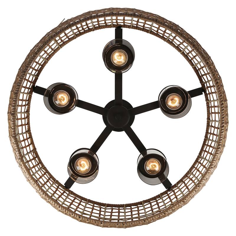 Golden Lighting 1067-O5SF MAW Piper 5 Light 28" Wide Semi-flush Drum