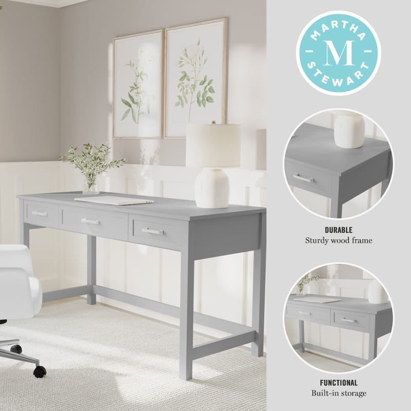 Martha Stewart Shaker Style Home Office Desk with 3 Drawers