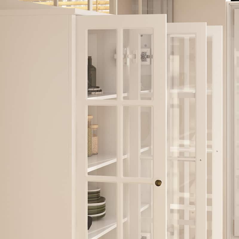 Modular Glass Doors Display Cabinet Combo Bookcase Home Office Pantry