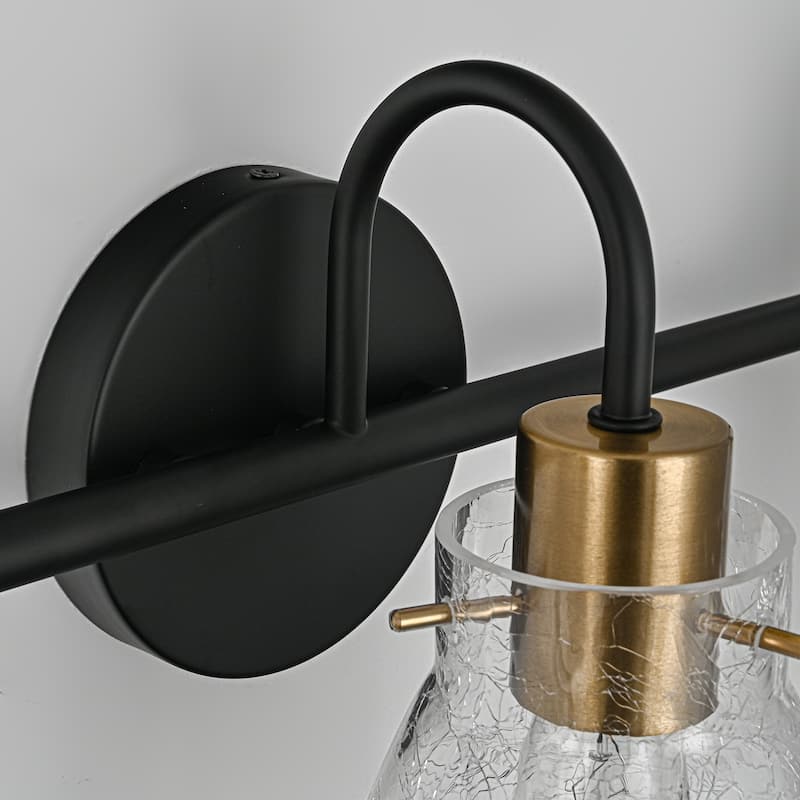 3/4 Light Bathroom Vanity Light Wall Sconce with Hammered Glass Shade