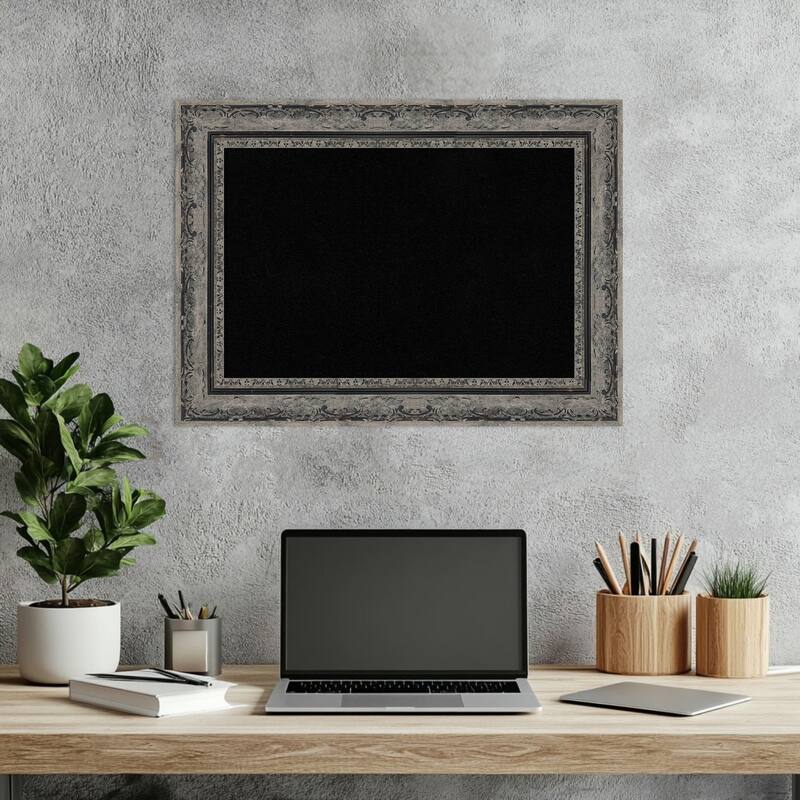 Filigree Matte Black Framed Cork Board - Bulletin Board, Organization Board, Pin Board