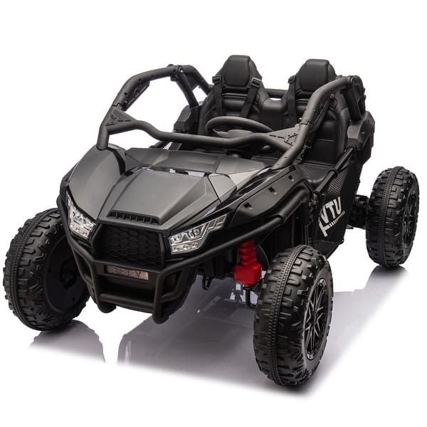 slide 2 of 100, 24V Kids Electric UTV Ride-On Car 20in Seat Width, Bluetooth, MP3, LED Lights | For Children 3 Years and Up|Black
