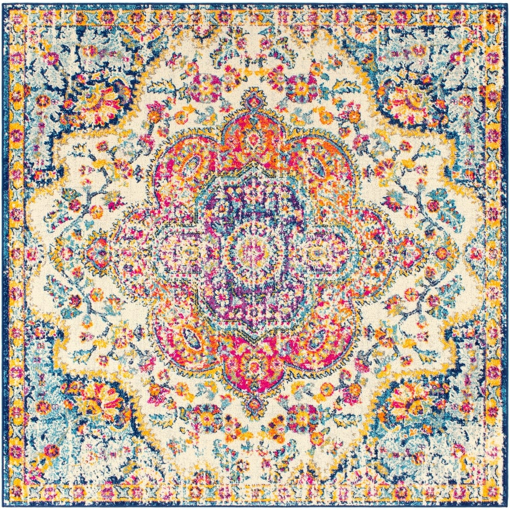 Livabliss Hal Vintage Boho Traditional Pink Medallion Area Rug