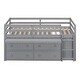 preview thumbnail 10 of 18, Twin Size Loft Bed Kids Bed with Retractable Desk and Drawers, Solid Wood with Lateral Portable Desk and Shelves