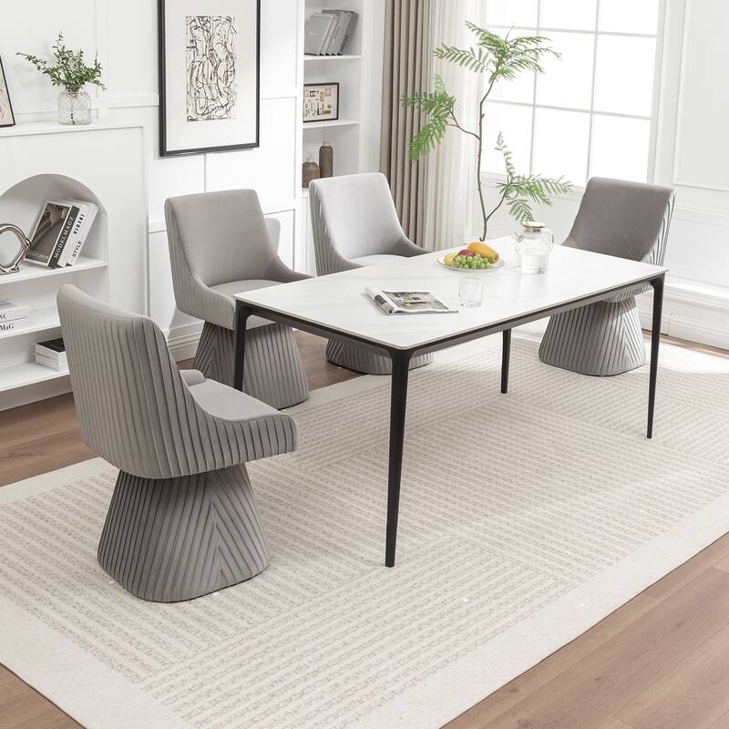 SEYNAR Modern Velvet 360 Degree Swivel Armless Dining chair Set of 4