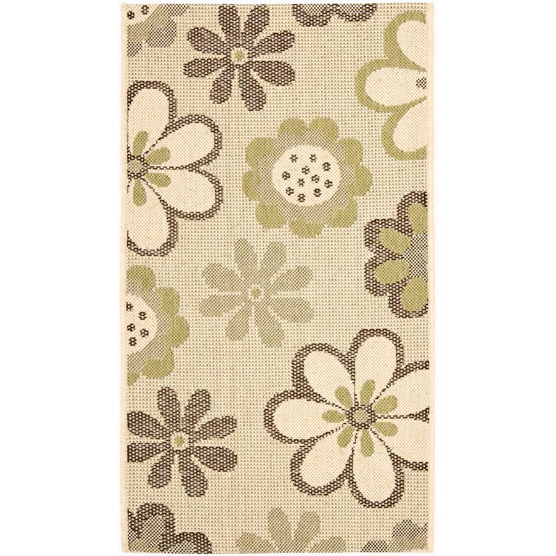 SAFAVIEH Courtyard Doloris Indoor/ Outdoor Waterproof Patio Backyard Rug - 2'3" x 6'7" Runner - Natural Brown/Olive