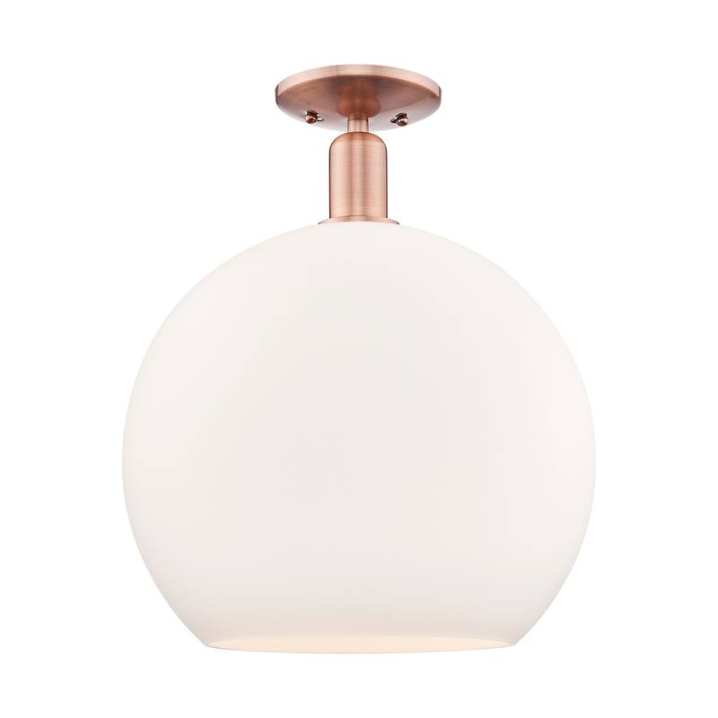 Innovations Lighting 716-1C-19-14 Athens Semi-Flush Athens 14" Wide - Antique Copper / Matte White