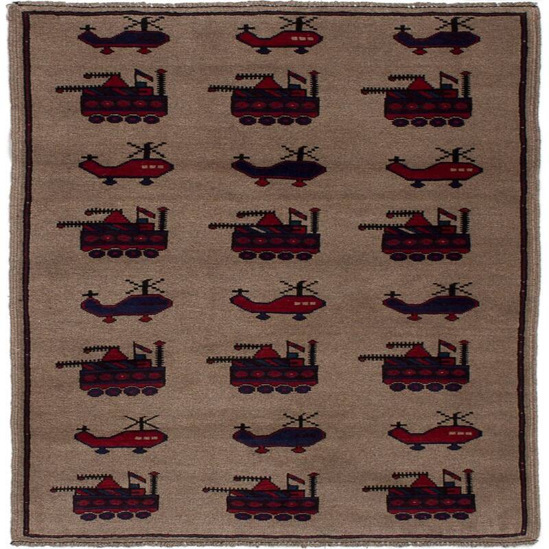 ECARPETGALLERY Hand-knotted Rare War Tan Wool Rug - 2'11 x 4'4