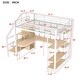 preview thumbnail 4 of 13, White Full Loft Bed with Storage Staircase & Small Wardrobe,Metal Loft Bed Frame w/Built-in Desk & Shelves for Kids Teens Adults