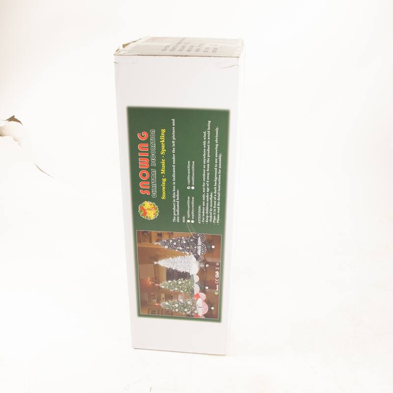 6' Lighted Musical Snowing Artificial Tinsel Christmas Tree White LED Lights