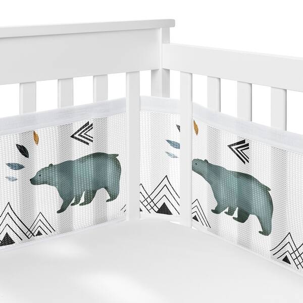 slide 2 of 6, Sweet Jojo Designs + BreathableBaby Breathable Mesh Crib Liner Bear Mountain Boy Woodland Forest Mountains Arrow