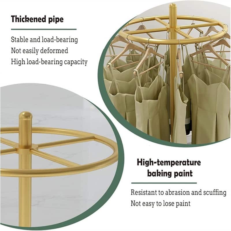 Round Garment Rack Floor Standing Rotatable - 1"D x 21.6"W x 61.02"H