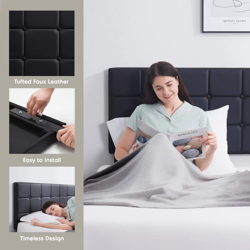 Nestl Button Tufted Upholstered Adjustable Headboard