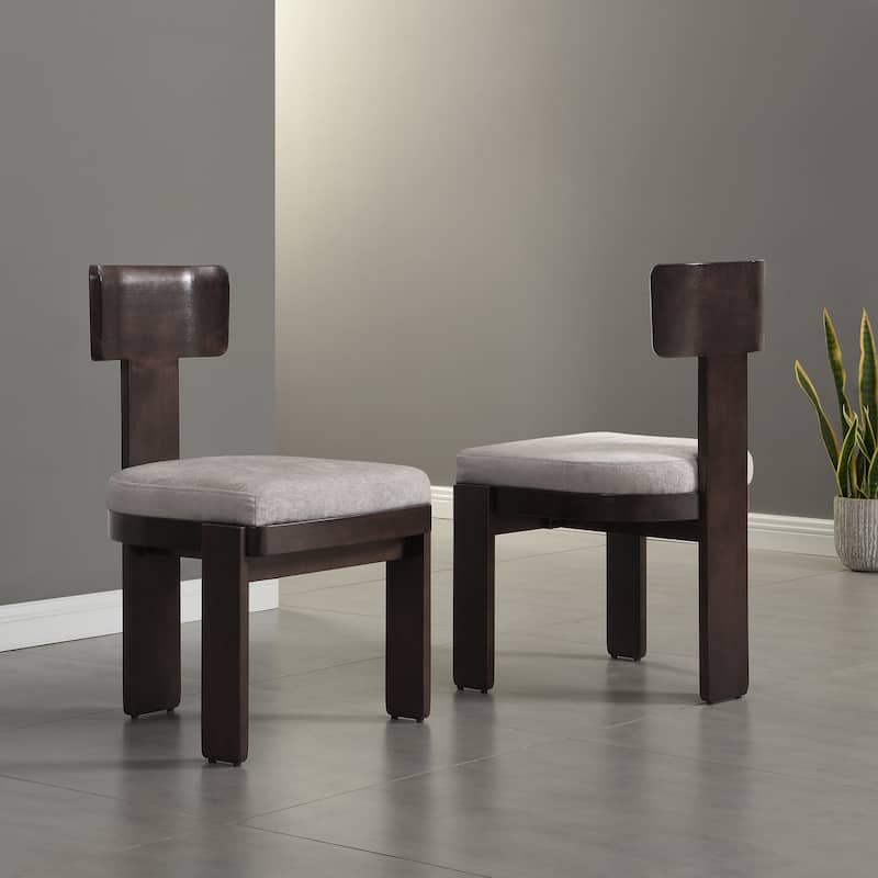 Christopher Knight Home - Oliver Upholstered Dining Chairs, Stylish and Comfortable Seating, Set of 2 - Dark brown frame+Grey fabric