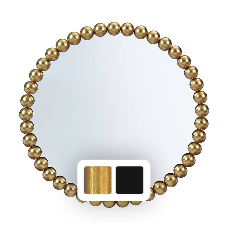 Azalea Park Metal Beaded 36" Round Wall Mirror - Antique Gold