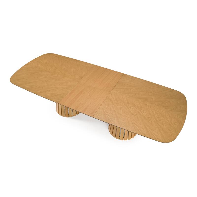 Modrest Truman Mid-Century Modern Natural Oak Extendable Dining Table