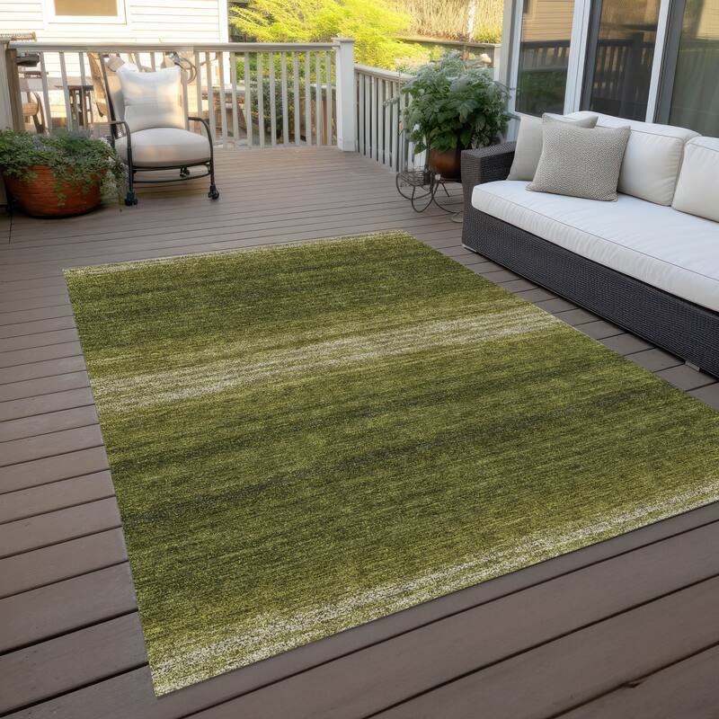 Machine Washable Indoor/ Outdoor Ombre Stripe Chantille Rug