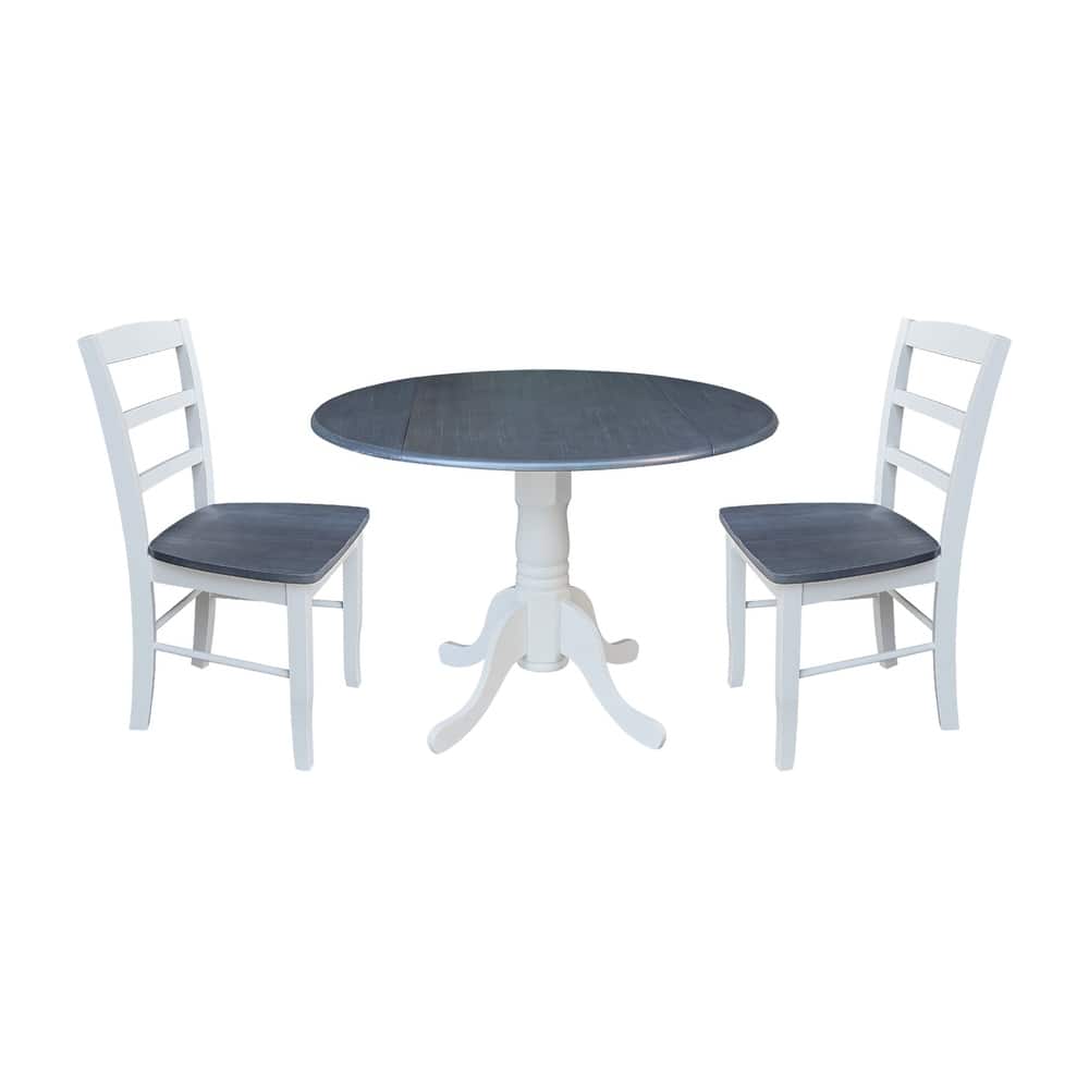 42" Dual Drop Leaf Pedestal Dining Table with Madrid Ladderback Chairs - Dining Set
