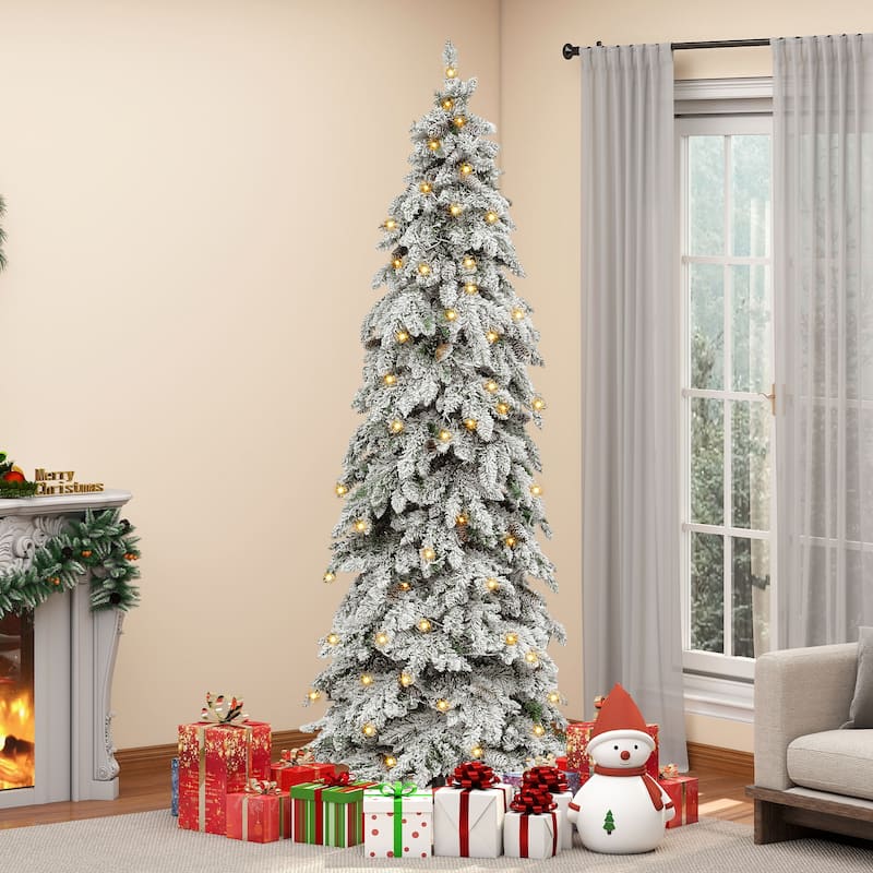 Elegant Pre-Lit Artificial Christmas Tree Collection , Multiple Styles with Remote Control & Snow Flocking