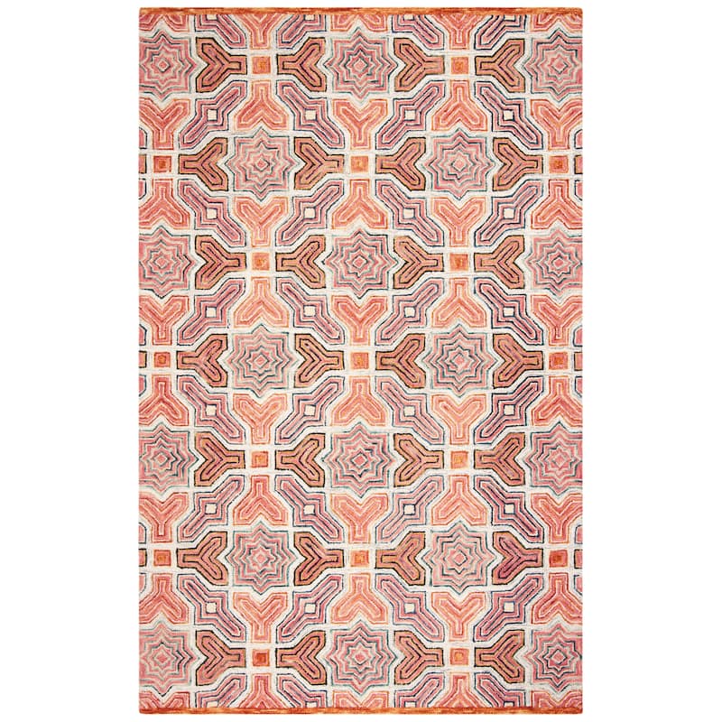 SAFAVIEH Handmade Aspen Sini Bohemian & Eclectic Tribal Wool - 6' x 6' Square - Pink/Orange - Square/Runner