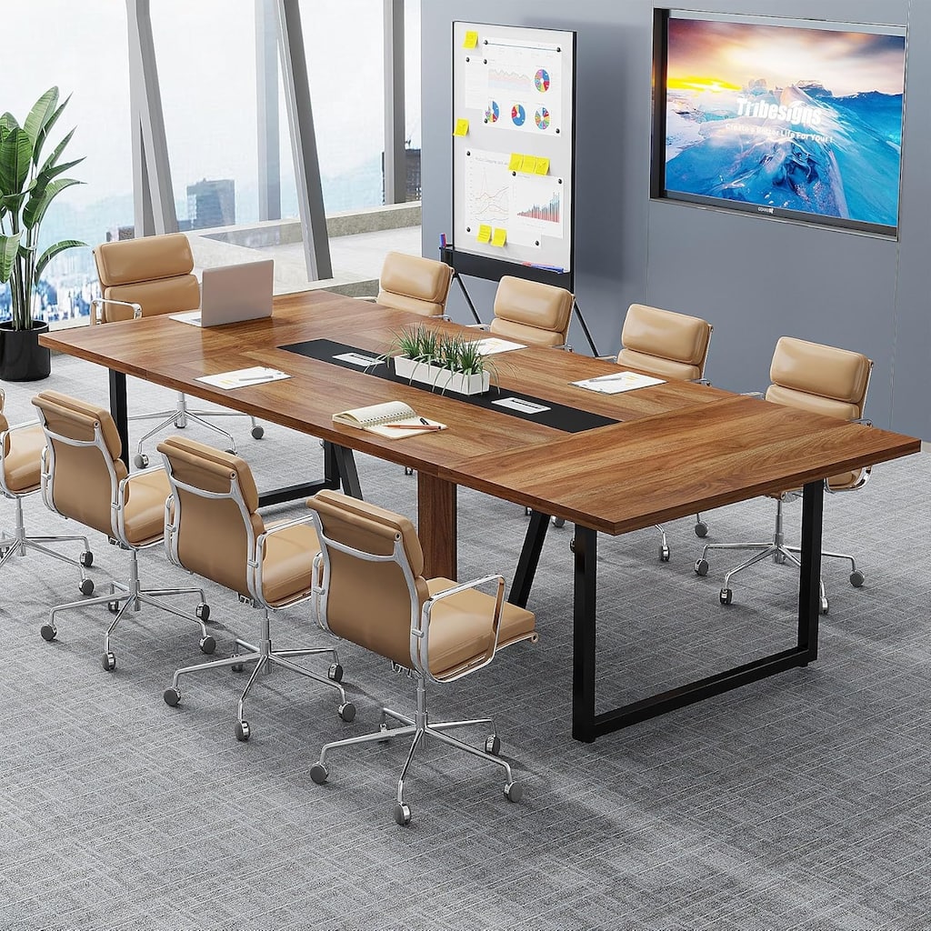 8FT Conference Table, Large Meeting Table for 10 People, 94.49" L x 47.24" W - 94.49" L × 47.24" W × 29.53" H