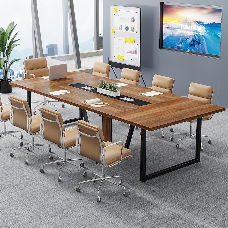 8FT Large Conference Table with Strong Metal Frame for Office Conference