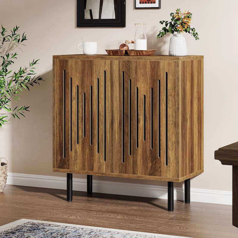 Sideboard Buffet Cabinet with Doors & Adjustable Shelves (Set of 2)