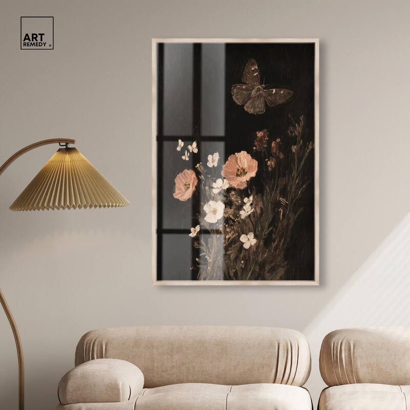 Poppy and Moth I Shadowbox by Art Remedy