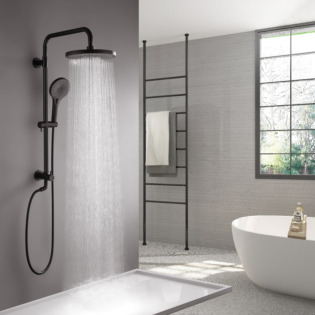 Modland 4-Way High Pressure 10'' Rain Shower Head Black With Adjustable Handheld Shower Head