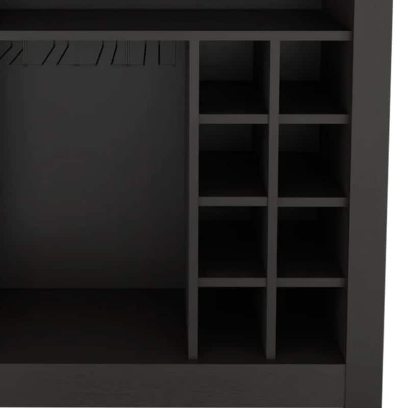 Wood Bar Cart with Wine Storage and Shelves and Cabinet - 17.7” D x 32.4” W x 38” H