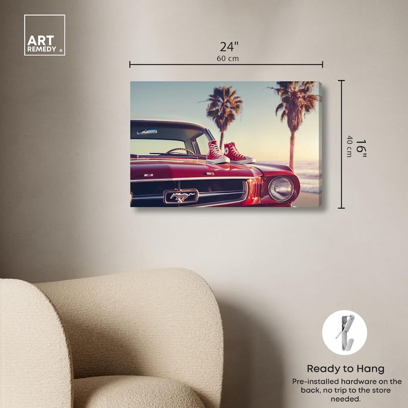 Beachside Car and Sneakers Canvas by Art Remedy, Gallery Wrapped