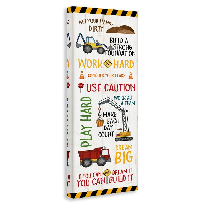 Stupell Kids' Construction Zone Vehicles Motivational Phrases Canvas Wall Art