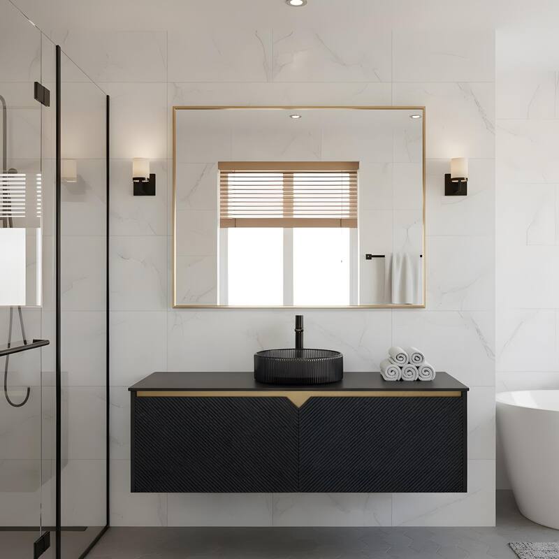 Wall-mounted Bathroom Vanity with Round Glass Basin