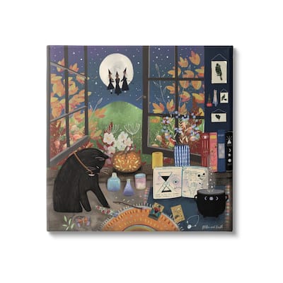 Stupell Industries Halloween Witches Autumn Moon Canvas Wall Art by Jacqueline Wild