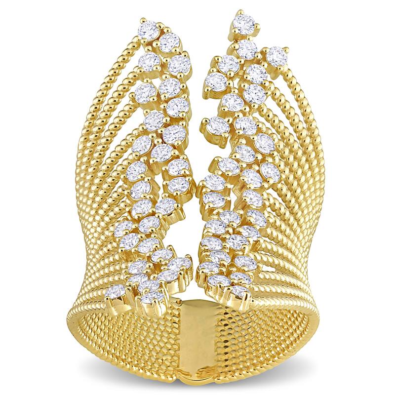 Miadora 1 3/4ct TDW Diamond Multi-Row Open Cocktail Ring in 14k Yellow Gold