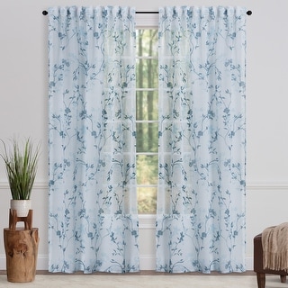 Chanasya Floral Sheer Window Curtain Panel Pair (Set of 2)