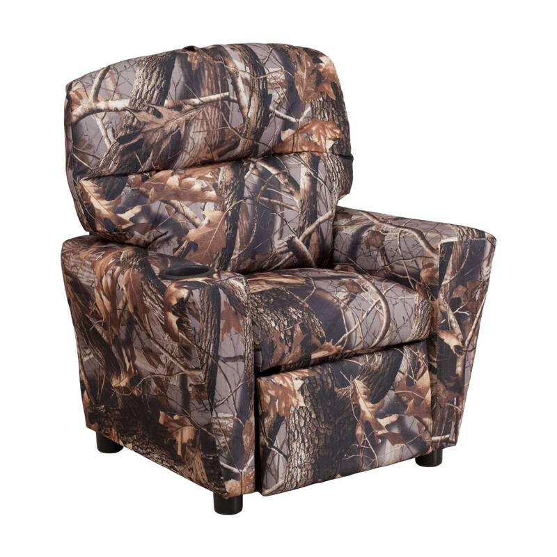 Contemporary Kids Recliner with Cup Holder - Camouflage Fabric