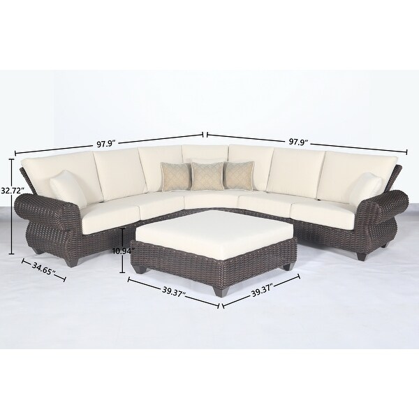 Mill Valley Cushioned Sectional & Ottoman Set with Accent Pillows