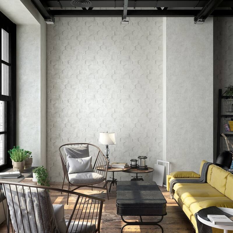 Galerie Wallcoverings The Loft Collection Geometric Hexagon Matte Finish Vinyl on Non-woven Wallpaper Roll