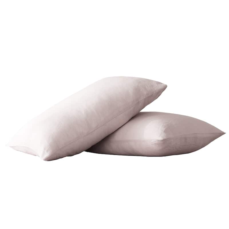HomeRoots Set of Two Light Pink Linen Pillowcases