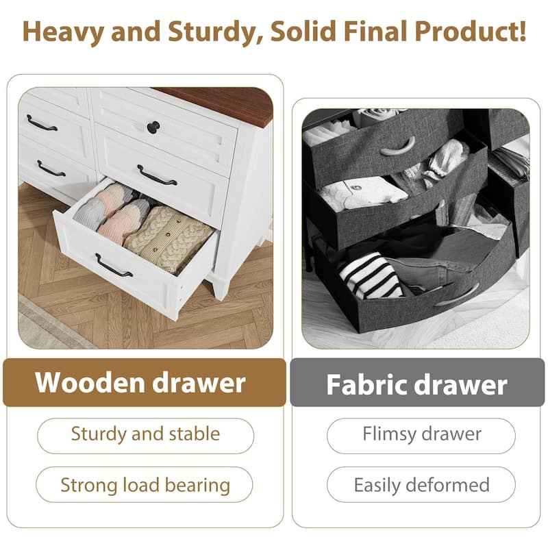 47" Wide Drawer Dresser, with Storage Freestanding